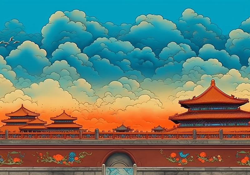 北京故宫古建筑风景插画背景,插画/手绘图,插画/手绘图库,插画/手绘图下载,插画/手绘